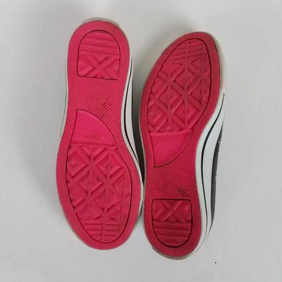 Converse Chuck Taylor All Star Low Top Gray Hot Pink Lace Up Canvas Sneakers - Picture 10 of 12